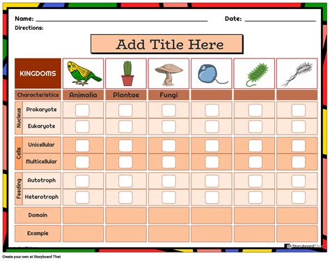 Free Biological Classification Worksheets by Storyboard That