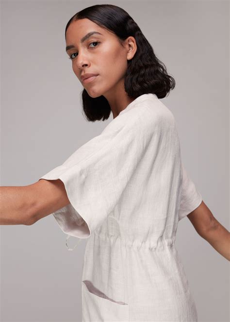 Stone Imogen Linen Midi Dress | WHISTLES | Whistles UK