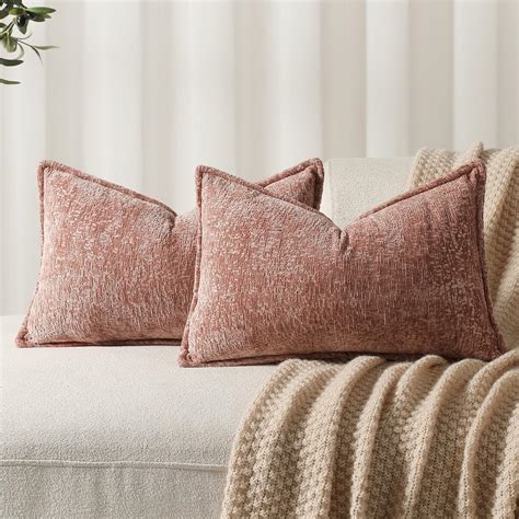 Amazon.com: DEZENE Pack of 2 Dusty Pink Decorative Throw Pillow Covers ...