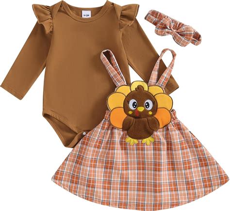Amazon.com: Bonangber Newborn Thanksgiving Outfit Girl Long Sleeve ...
