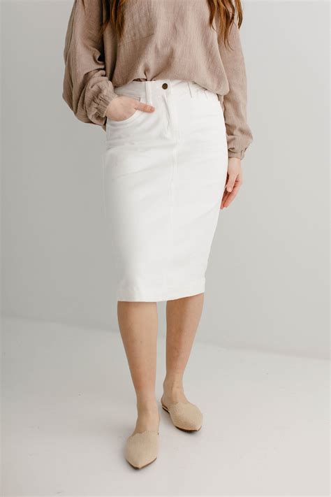 'Leah' Denim Skirt in Ivory FINAL SALE - 20 / Ivory / 26 | White denim ...