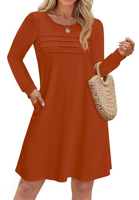 Fantaslook Pleated Long Sleeve Dresses for Women Fashion Fall Dresses ...