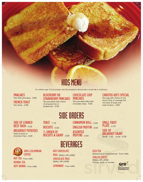 Christos Family Dining menu in La Porte, Indiana, USA