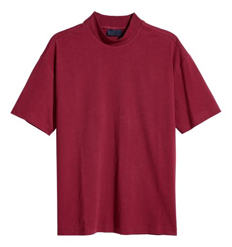 Mock-turtleneck T-shirt - Dark red - Men | H&M US