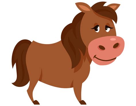 Standing cute horse. Farm animal in cartoon style. 4947585 Vector Art ...