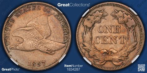 1857 Flying Eagle Cent NGC AU-53 (Item 1834287) | GreatCollections Coin ...
