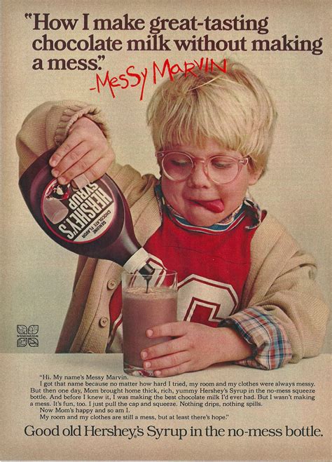 1980 Messy Marvin Hershey’s Chocolate Syrup Vintage Print Ad | Messy ...