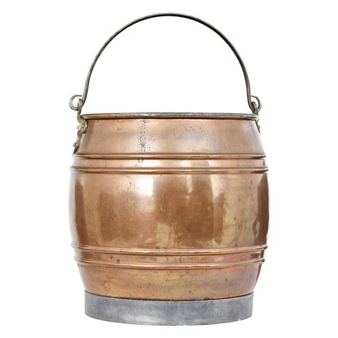 19th Century French Copper Grain Measure Bucket with Side Handles at 1stDibs