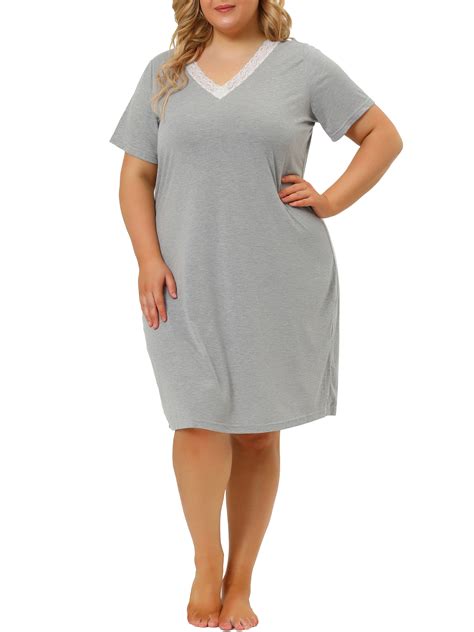JEFFRICO Womens Nightgowns Sleepwear Soft Pajama Dress Nightshirts Plus ...