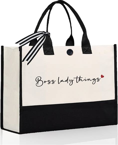 Amazon.com: Afterprints Boss Gifts for Women, Best Boss Lady Canvas Tote Bag, Gifts for Bosses ...