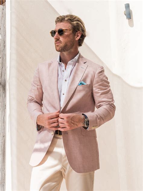 Men's Pink Linen Blend Blazer | Koy Clothing