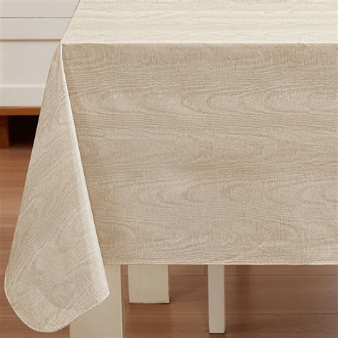 Taupe Moire Wavy Solid 70 inch Round Vinyl Dining Tablecloth with ...