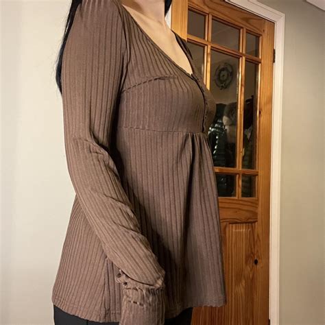 Baby doll brown long sleeve Worn once. - Depop