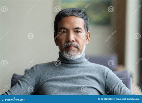 Portrait of Attractive Mature Asian Man Retired with White Styli Stock ...