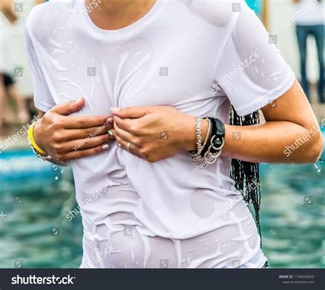 Girl On Beach Wet Tshirt Stock Photo (Edit Now) 1146543629