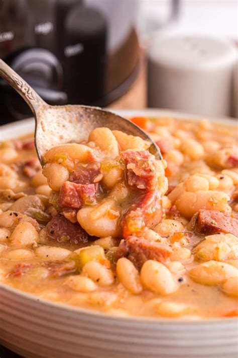 Slow Cooker Ham and Bean Soup - xoxoBella
