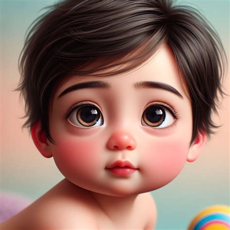 Adorable Infant Boy Portrait with Wide Eyes and Rosy Cheeks | AI Art ...