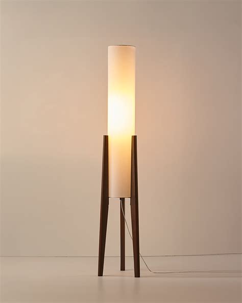 Scandinavian Walnut Floor Lamp – Solid Wood Art Lamp with Dimmable LED ...