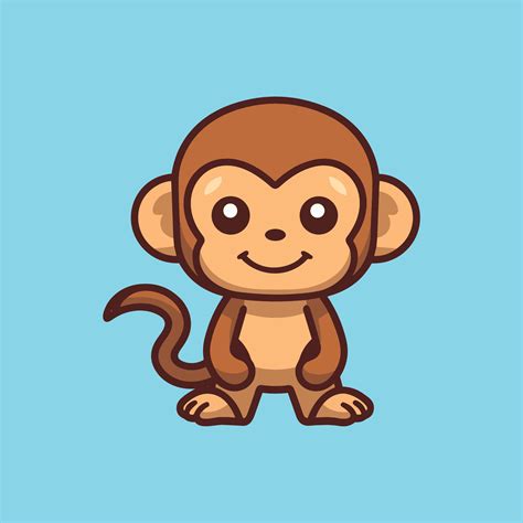 Cute cartoon monkey standing happy vector illustration 25374568 Vector ...