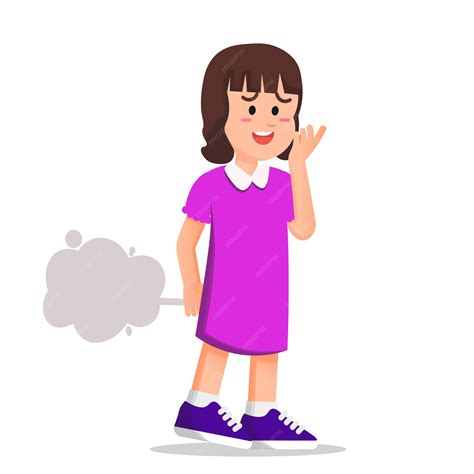 Premium Vector | A little girl feels embarrassed when she farts