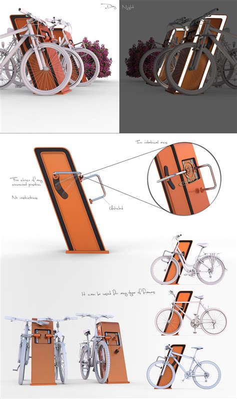 Concept and external view of smart bicycle parking rack on Behance | Bicycle parking design ...
