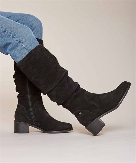 Womens black suede knee high boots online