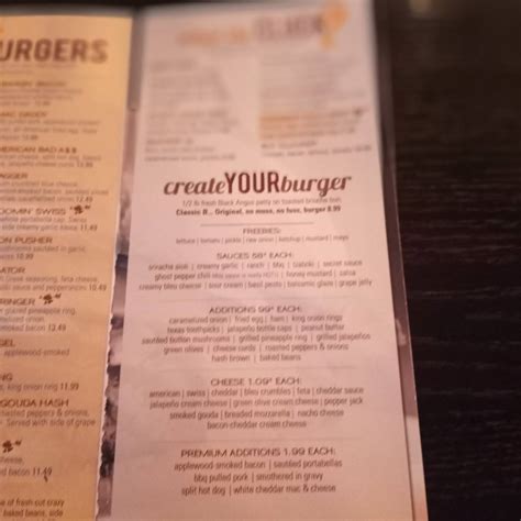 Menu at Burgers & Beer pub & bar, Gibson City