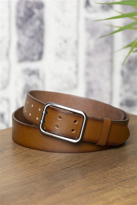 Buy Mens Belt Double Hole Brown Calf Leather - LeatherBeltsOnline.com