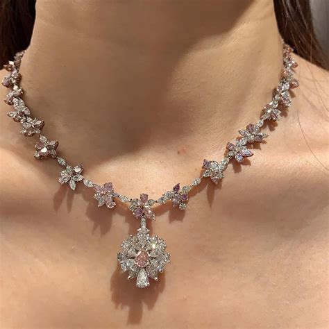 Fancy Pink Diamond Necklace and Bracelet Set | Pink diamond necklaces ...