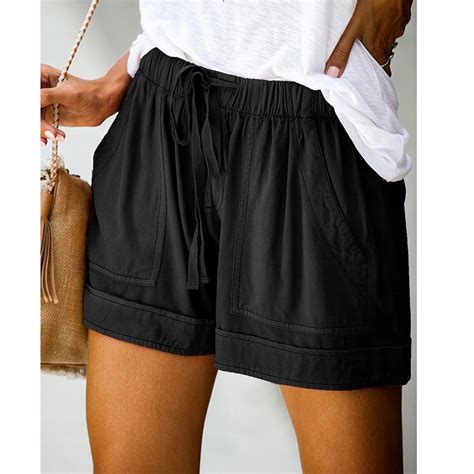 AXXD Plus Size 18 Women's Shorts, Comfy Drawstring Elastic Waist, Loose ...