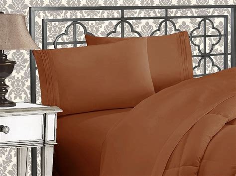 Bed Sheets Split King Bronze Solid Print 1500 Series Microfiber ...