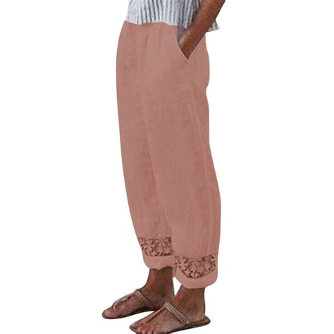 IDALL Linen Pants Women Baggy Pants Women's Cotton Linen Pants Summer ...