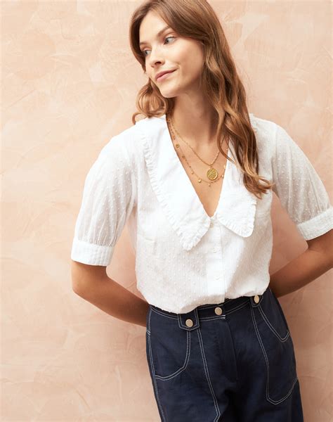 Organic Cotton Chelsea Collar Blouse in White | Brora