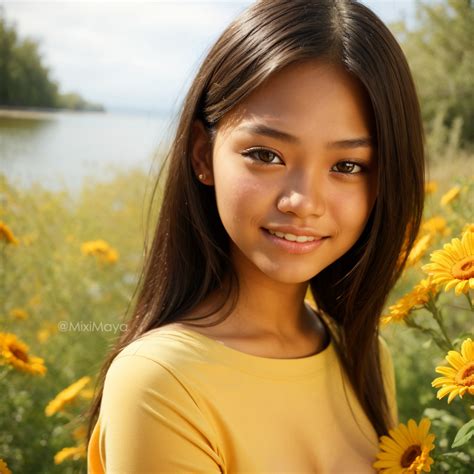 Cute Filipina teen girl surrounded by flowers by MixiMaya on DeviantArt
