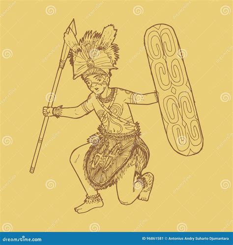Traditional Indonesian Dance from Papua Stock Vector - Illustration of ...