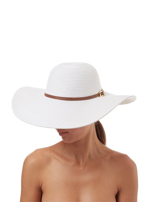 Jemima Wide Brim Beach Hat White | Official Site