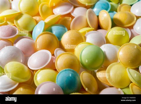 A close up of sherbet filled flying saucer sweets or candy Stock Photo ...