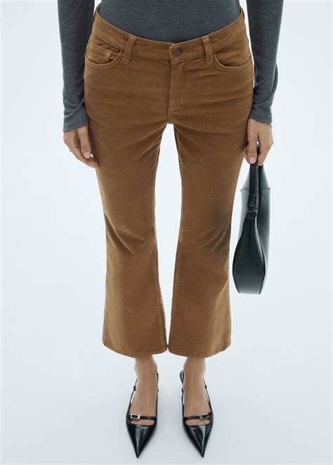 Sienna flared cropped corduroy jeans - Women | MANGO United Kingdom