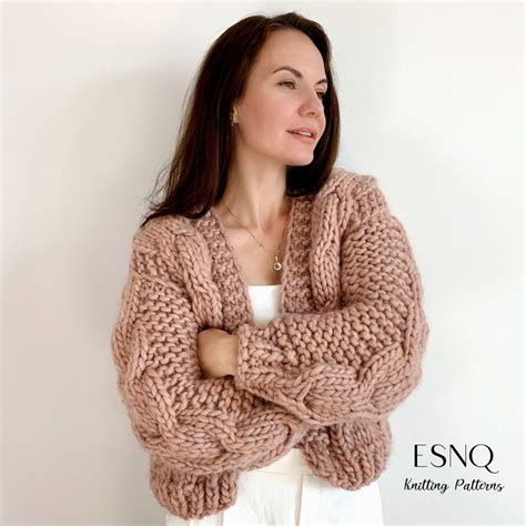 Chunky Cardigan Knitting Pattern by ESNQ Knit Cable Knit - Etsy UK