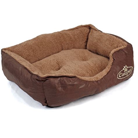 Easipet Dog Pet Bed Small-XXLarge Faux Leather Fleece in Brown