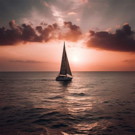 Sailing Boat at Tranquil Sunset Over Ocean - Download Free Image from ...