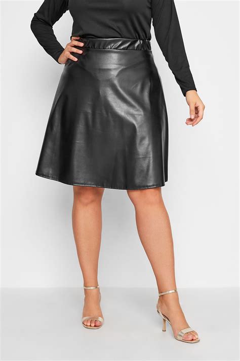 YOURS LONDON Plus Size Black Faux Leather Skirt | Yours Clothing