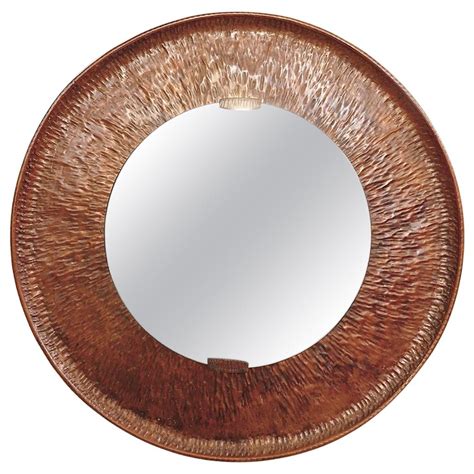 Large Round Copper Mirror. For Sale at 1stDibs