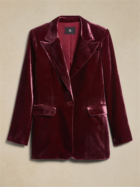 Alyse Relaxed Velvet Blazer | Banana Republic