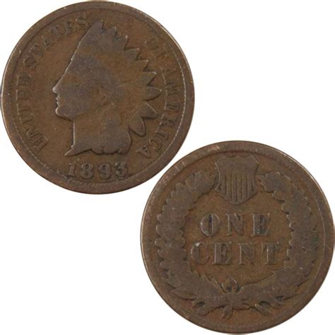 1893 Indian Head Cent Circulated Penny 1c Coin Collectible
