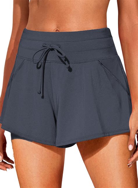 SHEWIN Swim Shorts for Women Waistband Tankini Bottoms Swimming Bathing ...