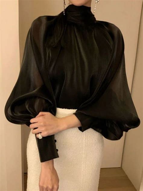 Stylewe Long Sleeve Black Women Blouses And Shirts For Work Elegant ...