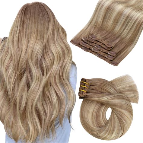 Amazon.com : Moresoo Clip in Hair Extensions Blonde Clip in Extensions ...