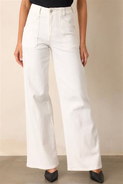 White Wide Leg Jeans - All Denim | Red Dress