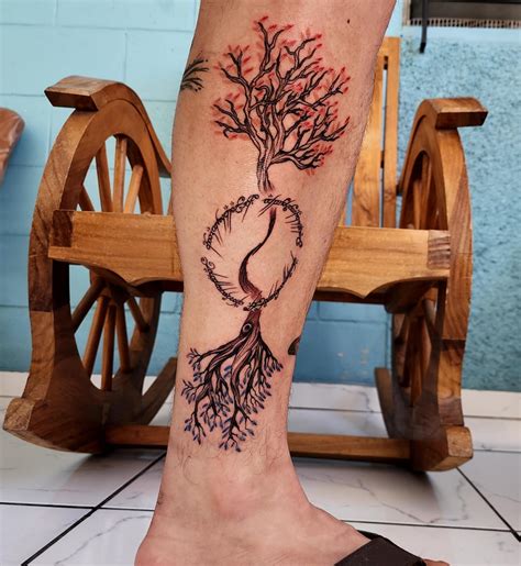 Laurelin & Telperion tattoo with the One ring inscription. : r/lotr